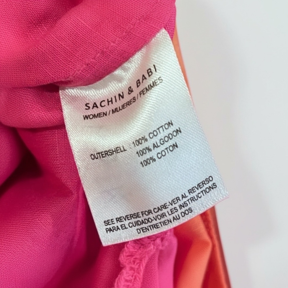 Sachin + Babi Bri Dress Size 4 NWT Fuchsia Orange Ombre 100% Cotton Midi - Picture 6 of 6